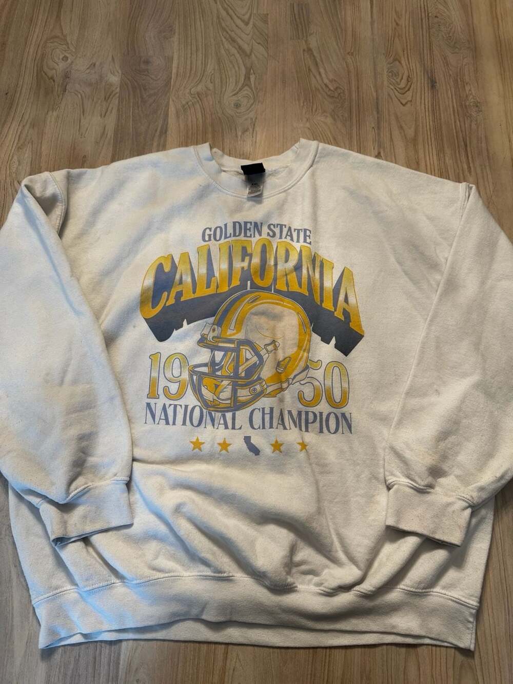 Modern Lux Golden State California 1950 National Champion White Crewneck Sweatsh
